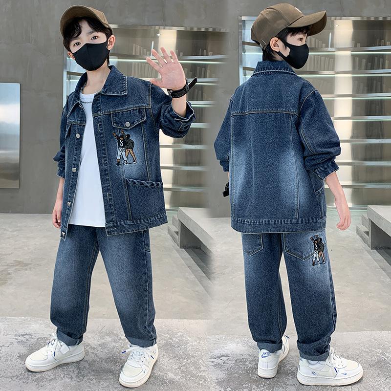 Children's Suit Autumn Long-sleeved Boys Denim Two-piece Children's Casual Suit for Small and Medium-sized Children