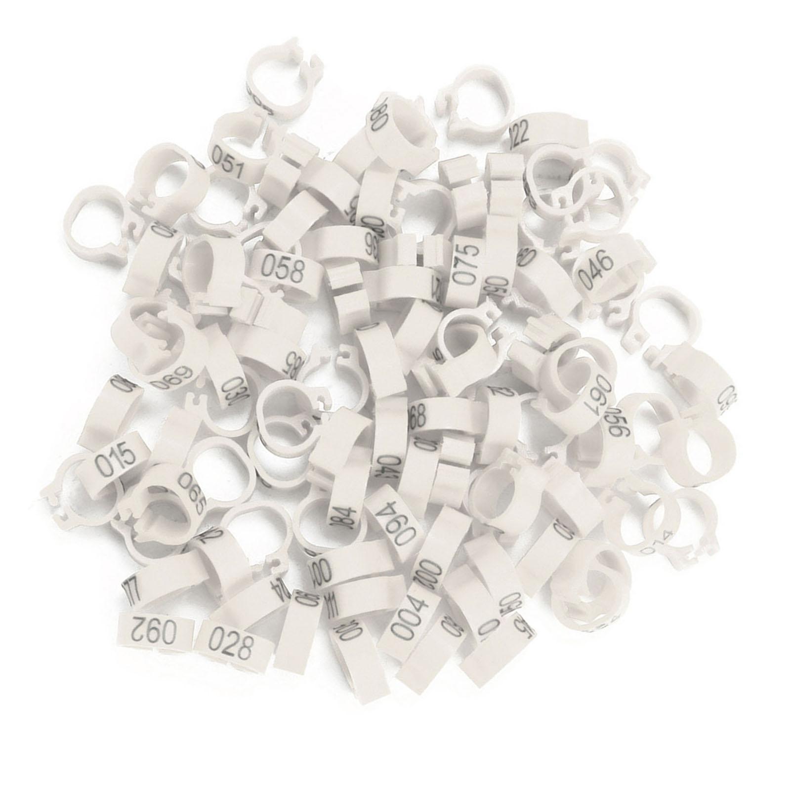 100PCS Sac Celsius 8MM 001-100 Plastique Numéroté Lettre Anneaux de Patte d'Oiseau s(rouge)