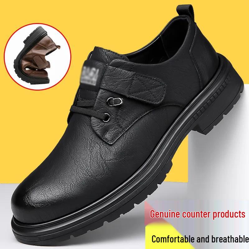 Men's Retro Breathable Leather Shoes - Autumn British Style, Versatile Soft Sole Sports Shoes for Work and Casual Wear
