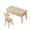 Miniature Reading Room Furniture Set with Table and Chair Unpainted Design for 1/12 Scale Dollhouses Display Decoration