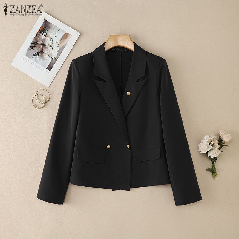 ZANZEA Lässiger Damen-Blazer mit Umlegekragen, langen Ärmeln und dünner Strickjacke