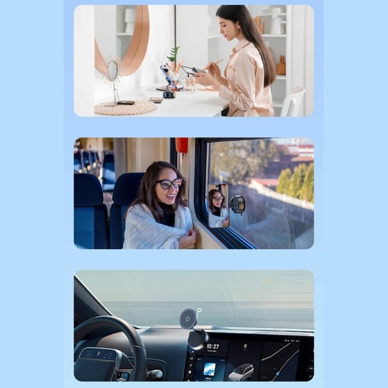 Foldable Car Phone Bracket Magnetic Stand 360 Degree Rotation Adjustable with Double Suction Technology for Easy Viewing