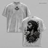 Fashion Jesus Printed T-shirt Gothic Y2k Vintage Washed T Shirt Men's Clothing Summer Short Sleeve Oversized Polyester Tees Tops