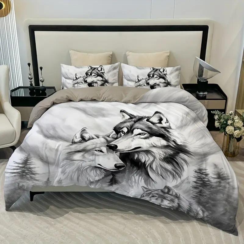 Digital Printing Duvet Cover Kit 3D Bedding Quilt Cover Pillowcase Three-Piece Set