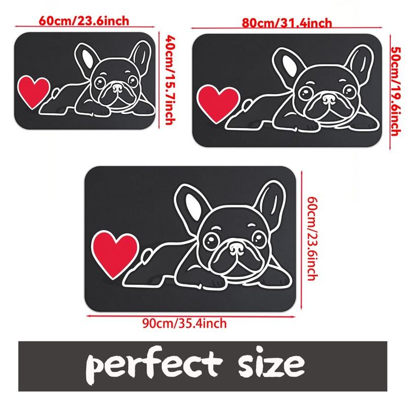 french bulldog heart love pet dog cartoon doormat cute animal design home entrance floor mat playful dog lover rug