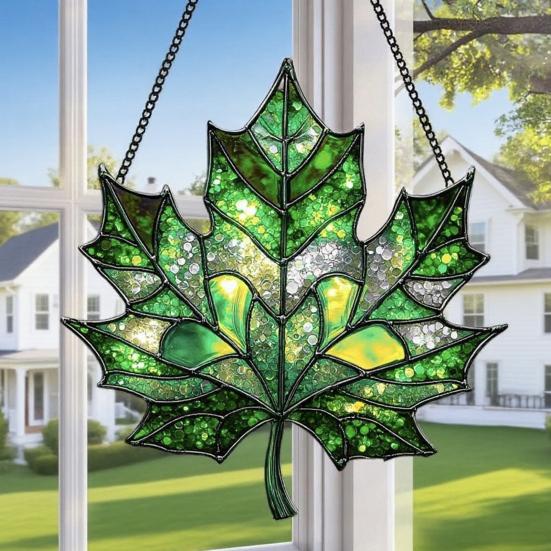 Lapač slunce Tvar javorového listu Podzimní Akrylová závěsná dekorace Okenní past Dekorační Domov Svátek Narozeniny Ozdoba