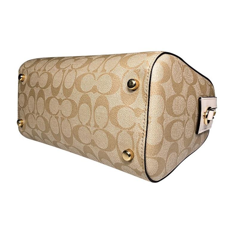 Coach Rowan 27 Logo Zip Closure Boston Bag Women Handbags Light-Khaki 83607-IMDQC