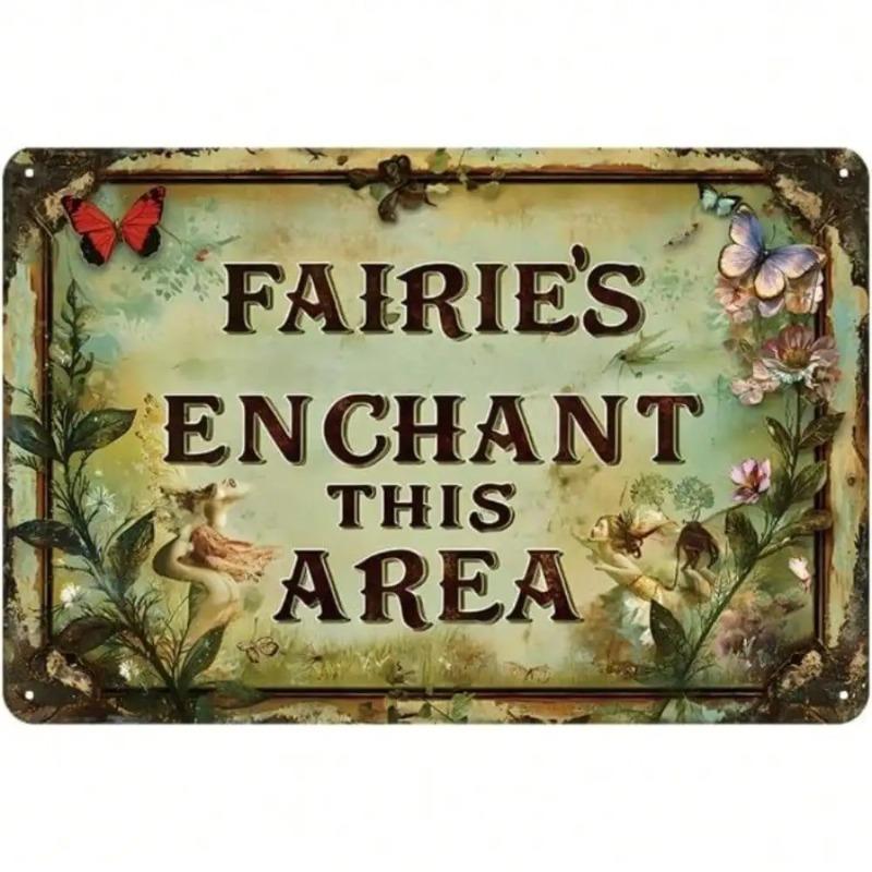 

Fairy Garden Metal Wall Art Vintage Enchanted Fantasy Decor 20x30cm