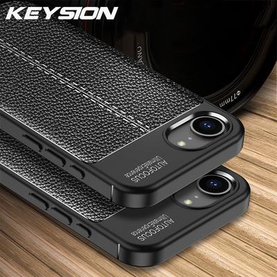 KEYSION Shockproof Case for iPhone 16e Soft Silicone Leather Texture Business Style Phone Back Cover for iPhone 16e 2025