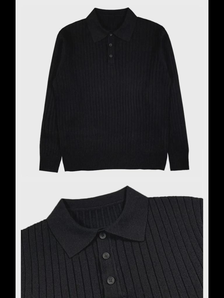 Eleganter koreanischer schmal gestrickter Polopullover - Britischer Retro-Stil für Herren