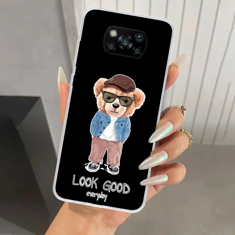 Fashion Brand Bear Phone Case for Xiaomi Poco X5 X6 X7 Pro F7 Ultra M7 Redmi 15 15C 13 13C 12 12C 10 10A 10C 9 9A 9C 9T Shell Po