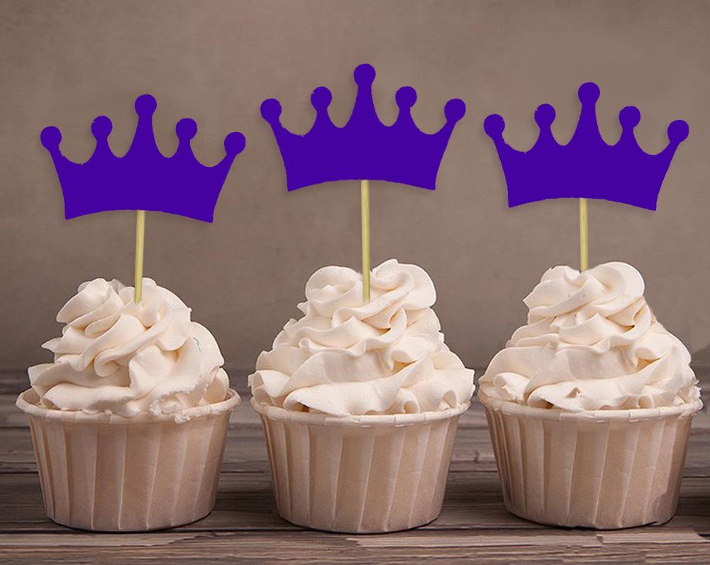 Darling Souvenir| Crown Tiara Shape Cupcake Toppers| Girls Birthday Party Dessert Decorations - Pack Of