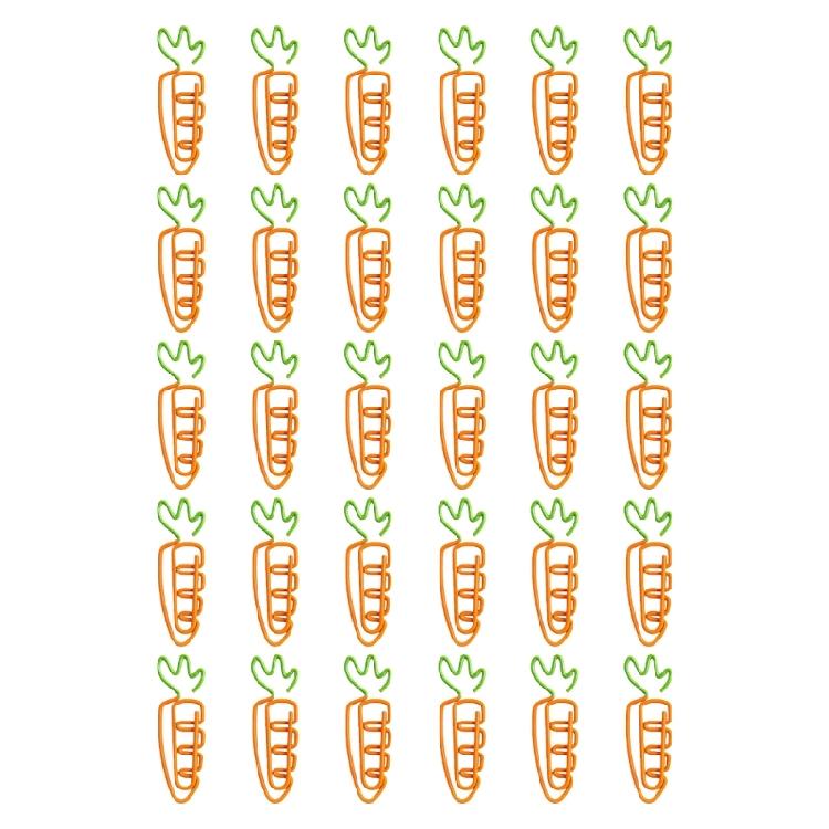 

30Pcs Carrot Shape Paper Clip 19x37mm Metal Paperclip Metal Bookmarks Clip Document Organiser Clamp For School Office 1