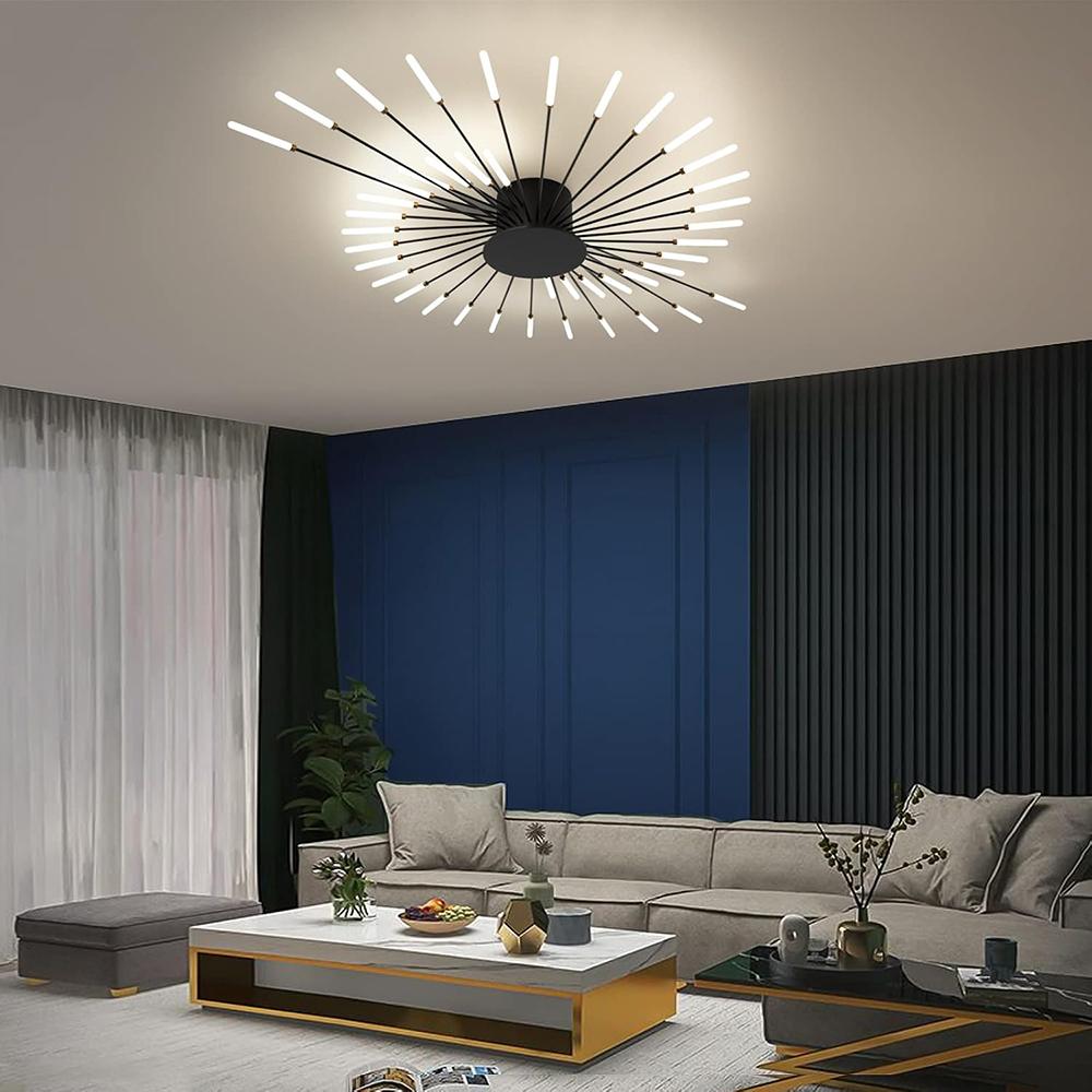 Černá 42hlavá nestmívatelná závěsná světla Kreativní design ohňostroje Lustr Moderní stropní svítidlo do obývacího pokoje Výstavní sál Ložnice