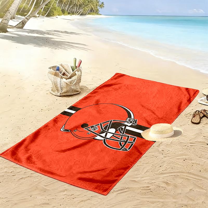 Cleveland Browns Print Beach Towel, Large Soft Quick Dry Towel for Beach Camping Swimming