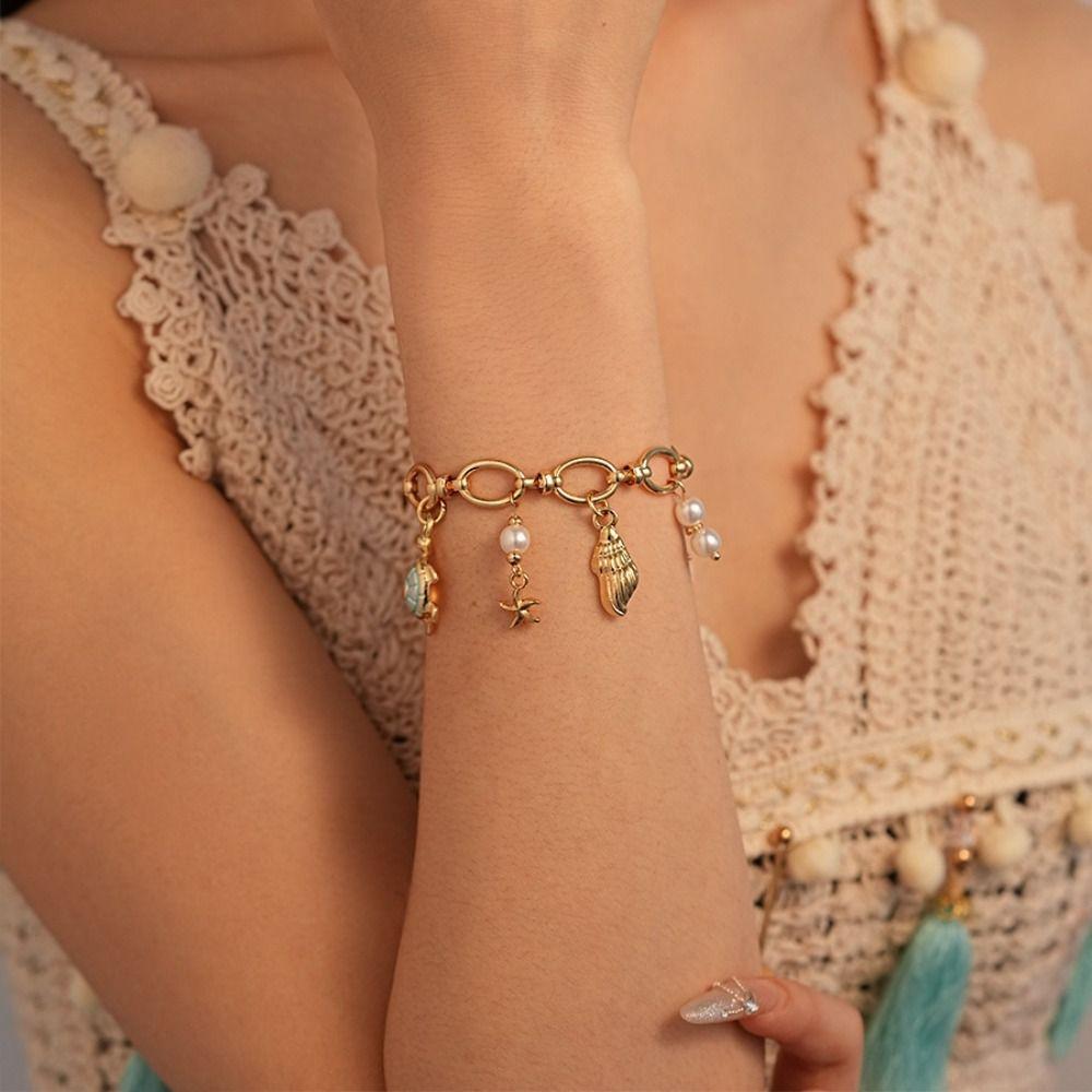 Exquisite Beach Bracelet Elegant Ocean Style Jewelry Hawaiian Style Simple Metal Bracelet  Women
