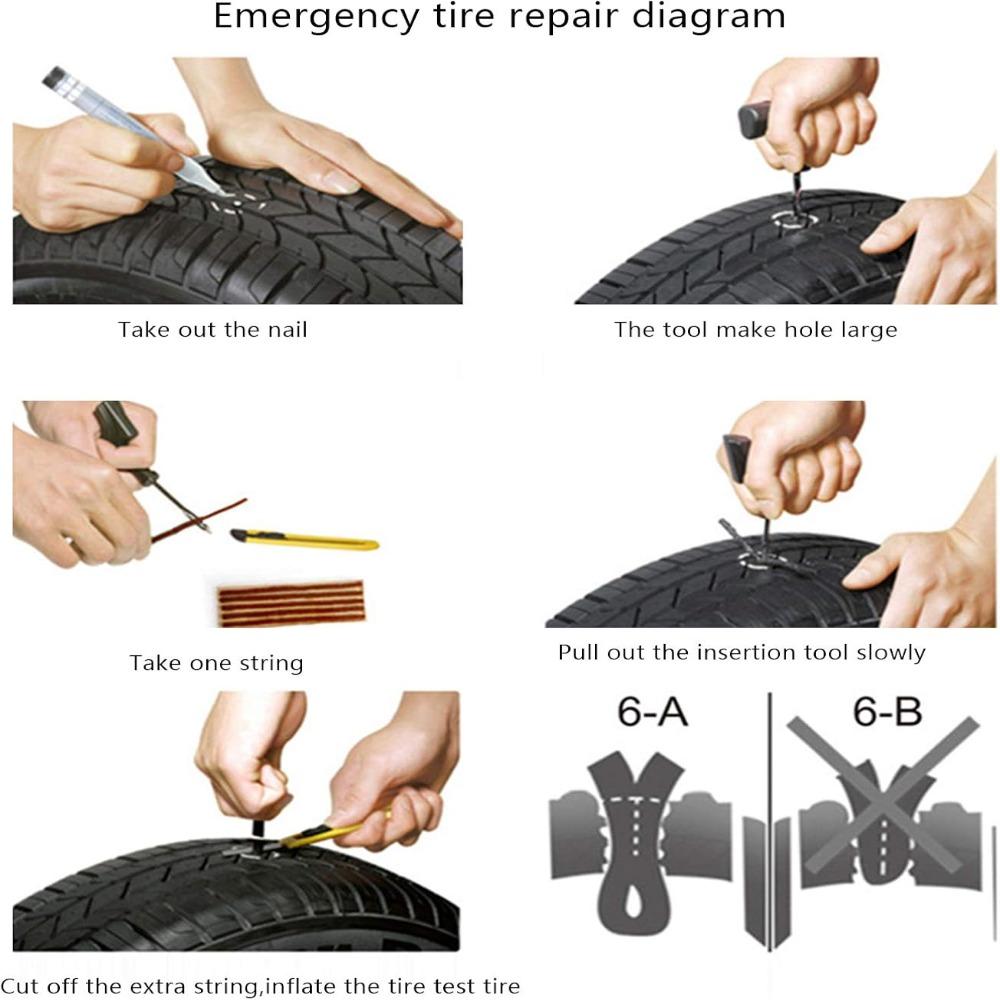 20pcs Portable Tire Repair Plug Instant Repair Rubber Sealing Strip Puncture Repair Tool Car