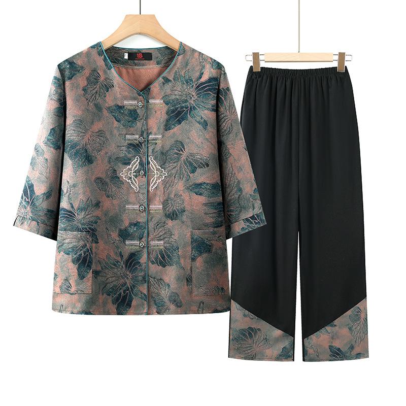 Ältere Mode Sommerkleidung Damen Sommer Bequemer Atmungsaktiver Anzug Strickjacke