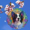 Rainbow Border Collie Dog Wind Spinner - 360° Rotating Metal Garden Art, Vibrant Circular Outdoor Decor for Patio