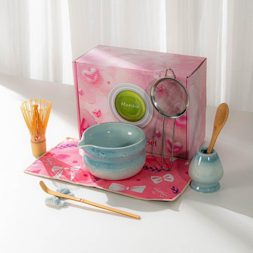 Japanese Matcha Set With Bow Pattern, Matcha Whisking Tools, Tea Set Accessories, Multiple Styles Available, Gift