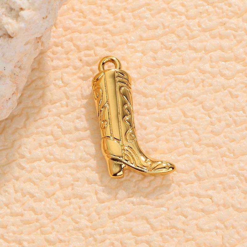 Western Cowboy Boot Stainless Steel Enamel Pendant - DIY Necklace & Bracelet Charm Jewelry.