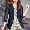 2023 New Summer Fashion Premium Temperament Mesh Slim Oversize Three Quarter Sunscreen Casual Casual Women's Solid Color Blazer
