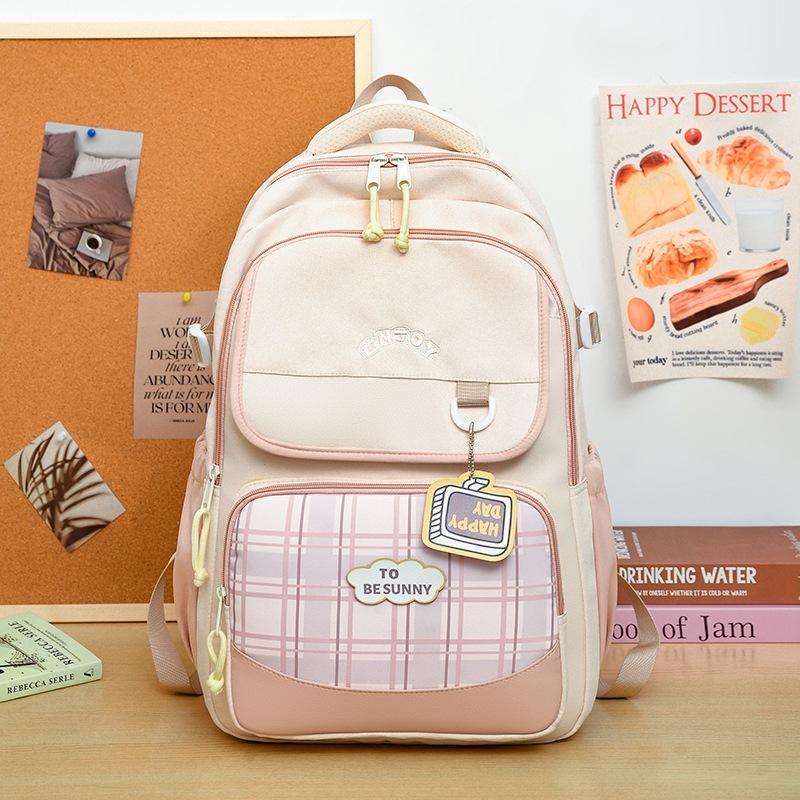 New High-value, Fresh and Sweet Backpack for Junior High School Students, Contrasting Colors, Lightweight and Large-capacity Backpack.