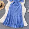 Hohe Qualität Frauen Chic Aushöhlen Gestrickte Pullover Kleid Sommer Elegante Kurze Sleev Midi Bodycon Meerjungfrau Kleider