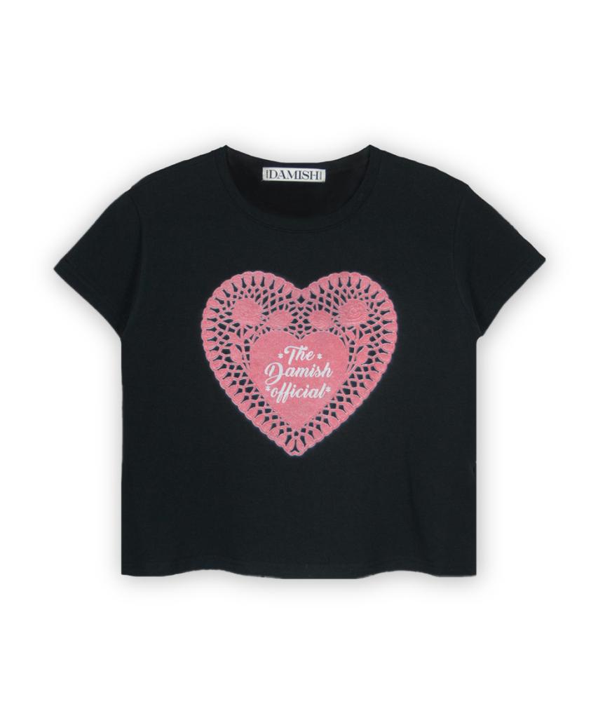 Damiswi Lace Heart T-Shirt_Black