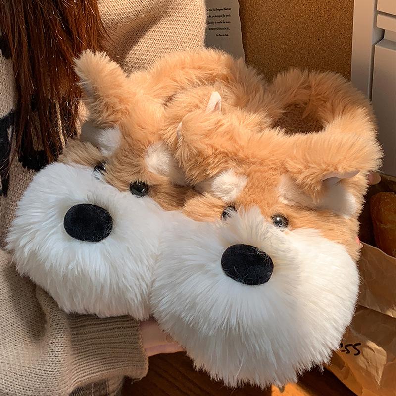 

Repair hook bag head dog head cotton slippers men and women indoor and outdoor wear new autumn and winter fluff tow cartoon cotton tow 36-37