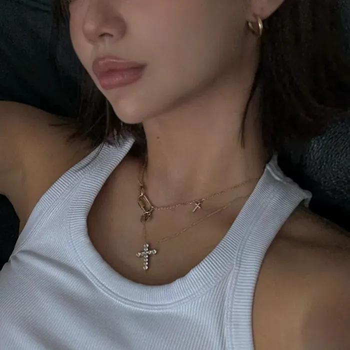 [925SILVER]ESSENTIAL CROSS NECKLACE(2COLOR)