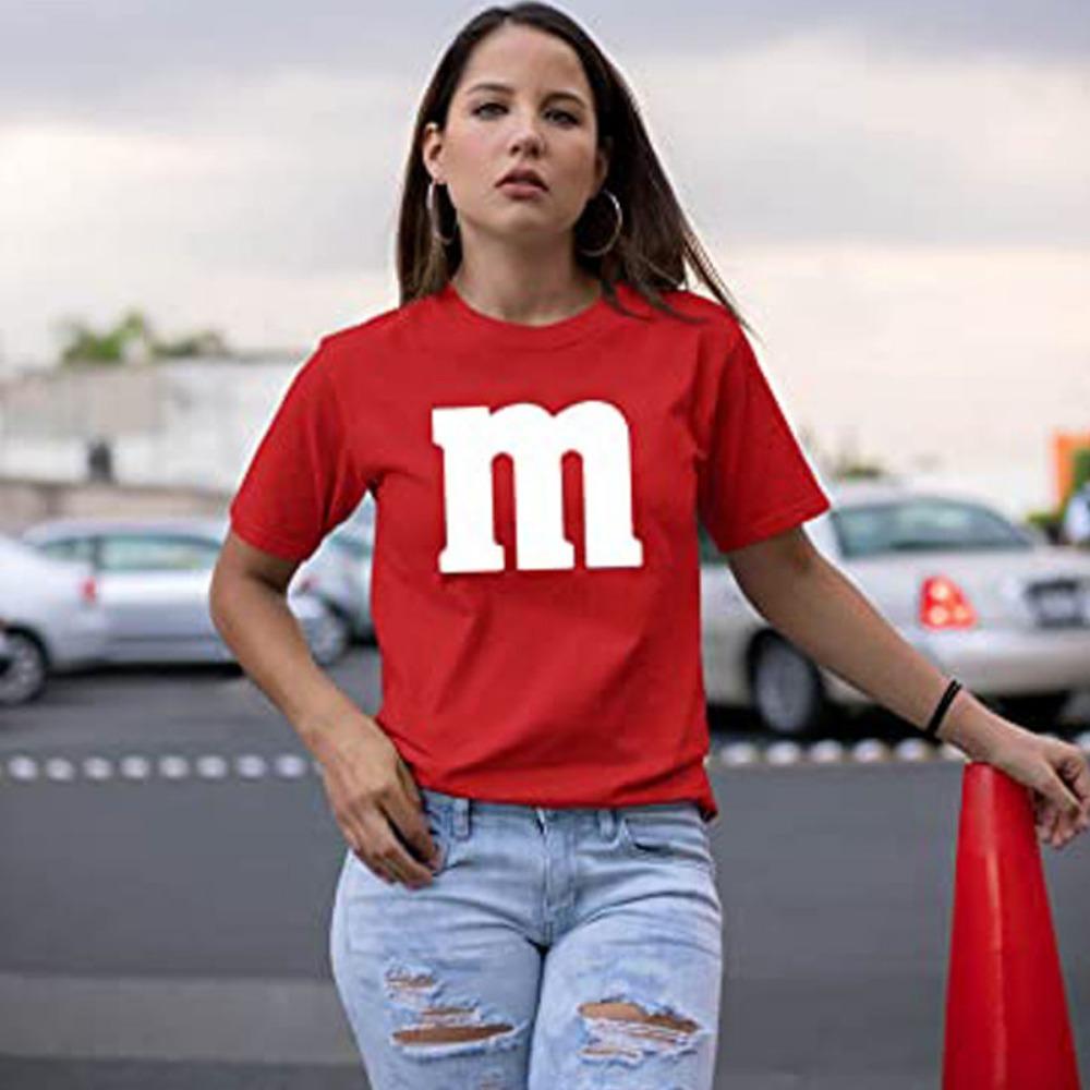 Letter M Halloween Costumes T-Shirt | Funny Cool Graphic Tee Idea | Shirts for Women Ropa Plus Size Mujer