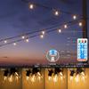 Solar-powered String Lights, 12m, Rainproof, Automatic Nighttime Illumination, 13 LED Bulbs, Warm White, PC Material, Durable, 8 Lighting Modes, USB R