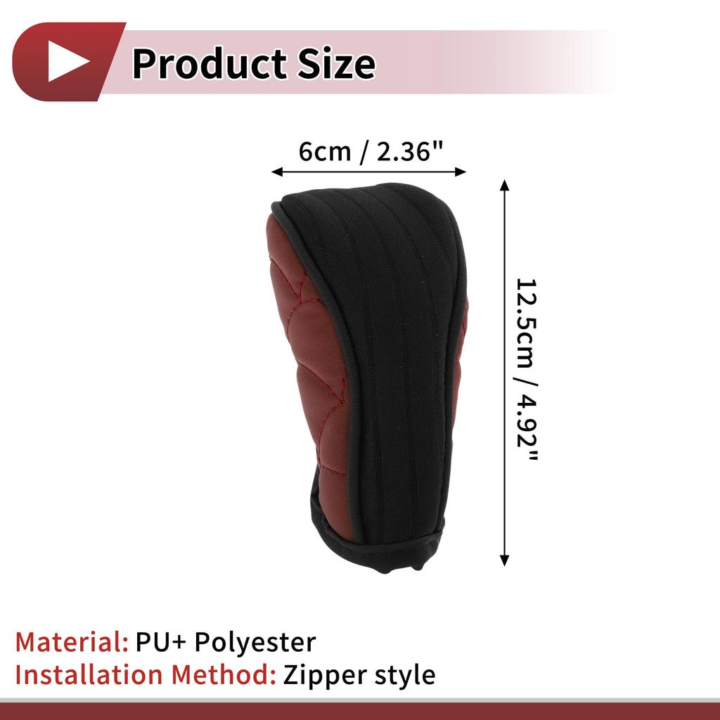 Partuto Gear Shift Knob for Cars and PU Waterproof Cover, Red, 1pc, Trucks, Zipper, Polyester, Protective, Anti-Slip, Dustproof,