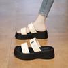 Beautiful with skirts, thick-soled height-enhancing cool slippers, women's summer outer wear advanced sense 2025 new going out wedge slippers