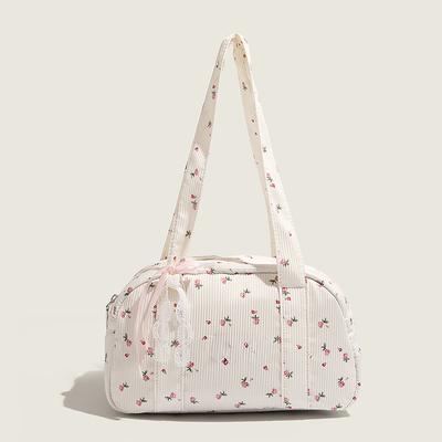 Girls' Heart Cotton Canvas Bowling Bag Sweet Handbag Shoulder Bag