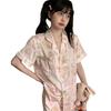 New Pajamas Women's Ice Silk Summer Short-sleeved Three-piece Silk [cake Bear] Loungewear Set Can Be Worn Outside