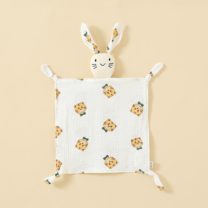 Baby Animal Cotton Swaddle With Plush Rabbit Toy For Sleep And Comfort