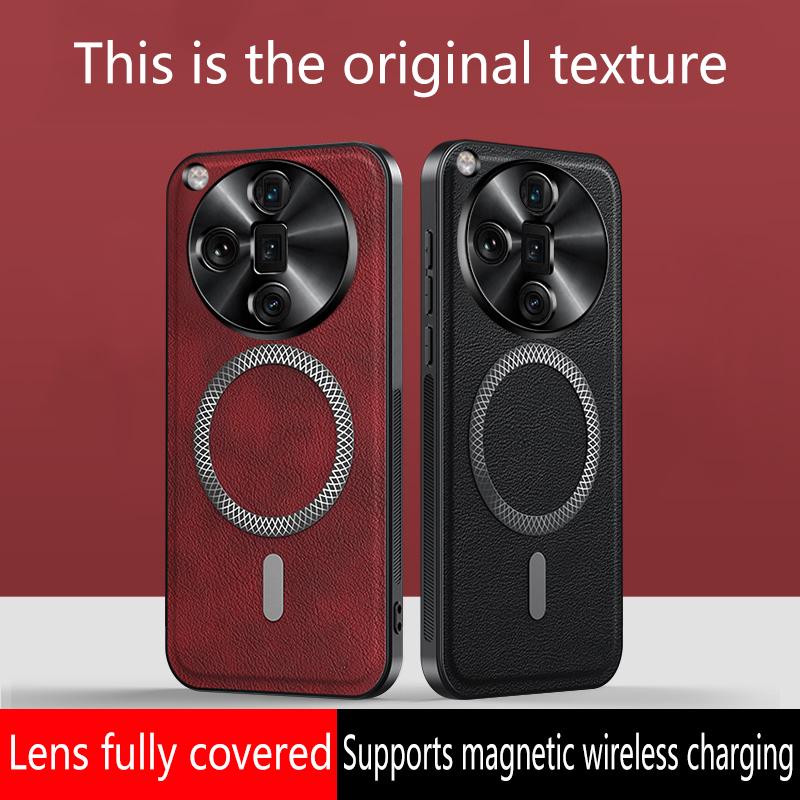 For Oppo Find X7 Ultra Case Magnetic Elegant Leather Wear-Resistant Lens Fully Covered Non-Slip Grip Edge Cover Shell