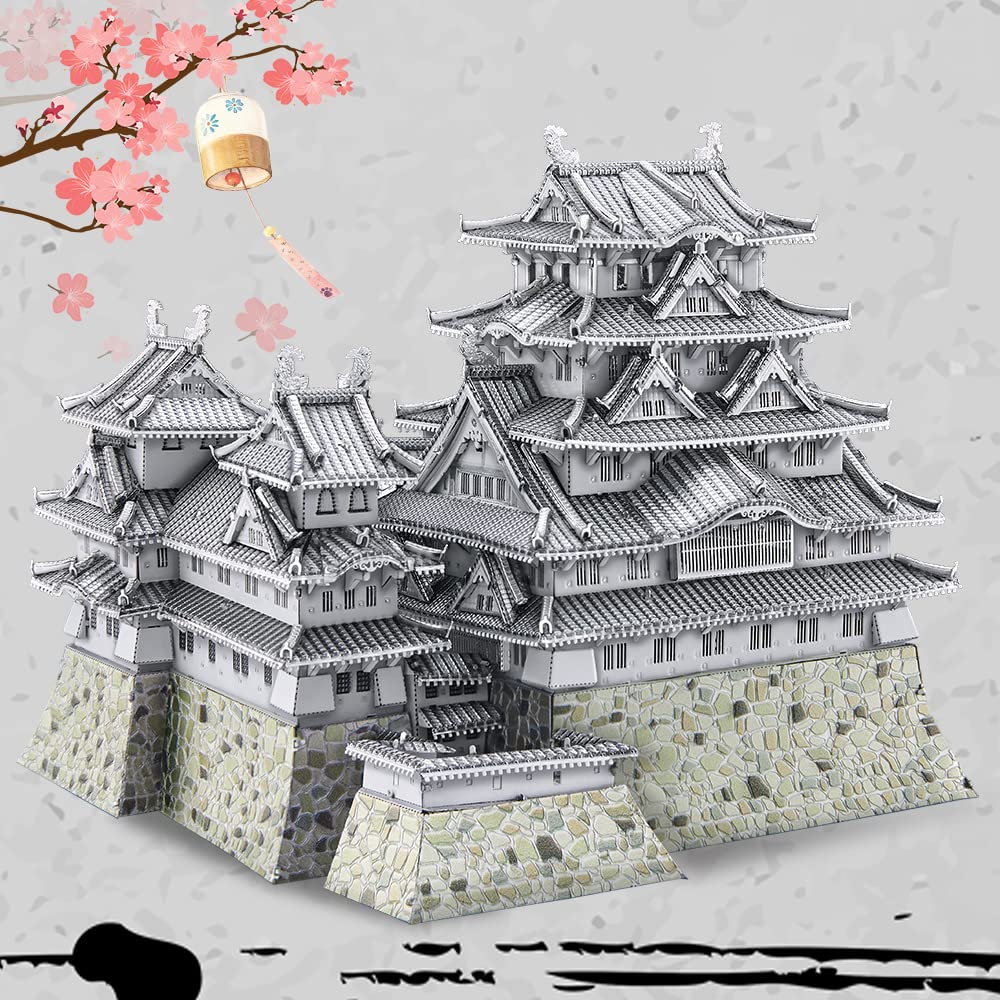 Piececool 3D Metall Himeji Burg Architektonisches Metall Nano Montage kein Kleber 4 Sterne Geeignet für Sammlerpuzzle (Berühmtes Gebäude) - Puzzle.