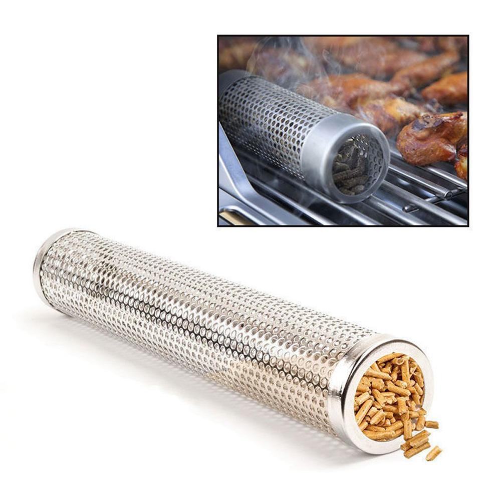 Mesh Pellet Smoker Tube Outdoor Round Cold Hot Stainless Steel Barbecue Smoker Generator