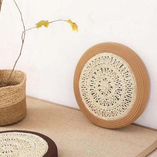 Floor Seat Cushion Eco-friendly No Odor Friendly To Skin Hand-Woven Sitting Cushion Padded Room Floor Straw Mat