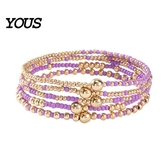 Multi-colored Beaded Bangles 5Pcs Bracelet Stack for Women Teenage Girls, Tiny Colorful Bead Jewelry Beads Bracelets, Elastic Stretch Boho Accessories
