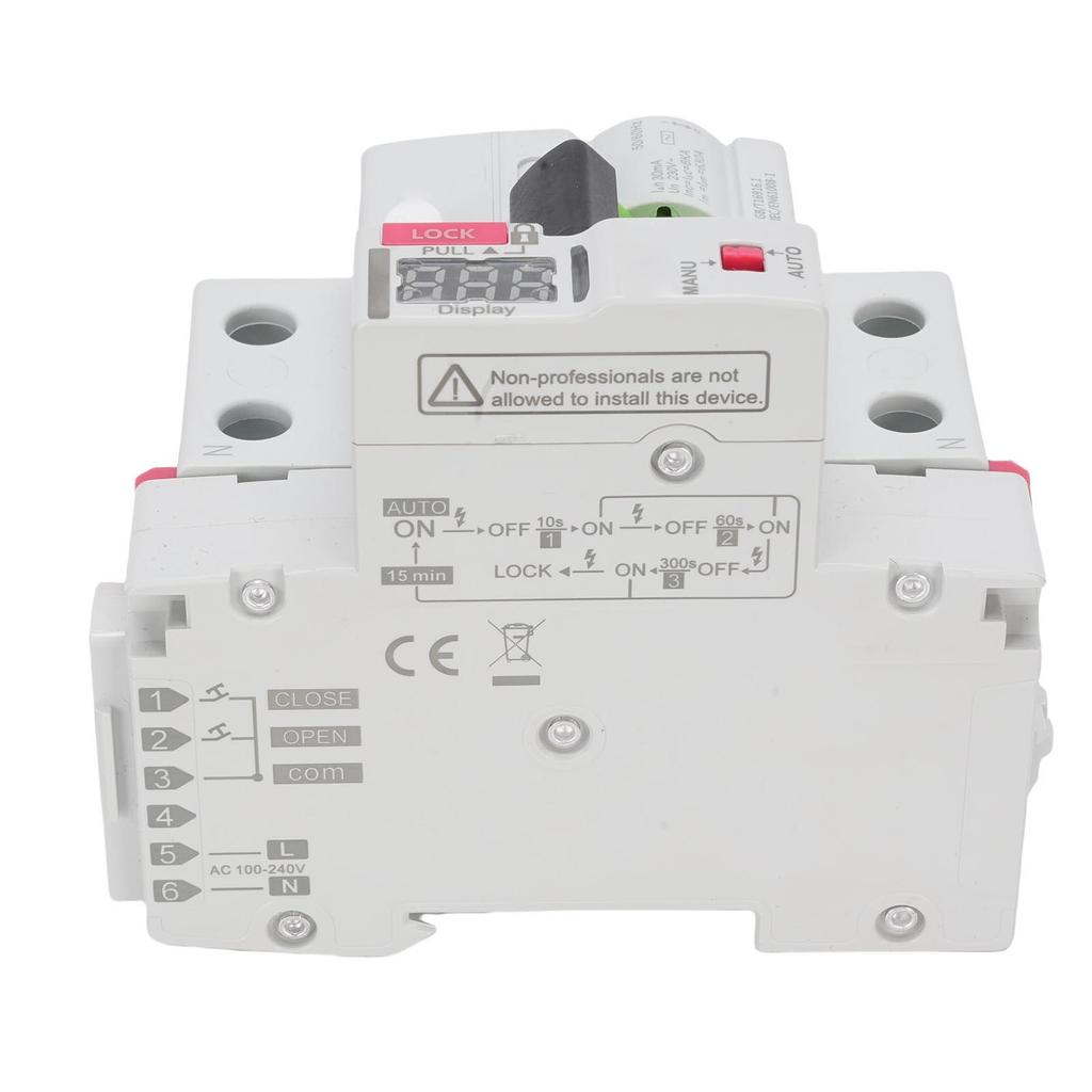 RCCB Rest Current Earth Leakage Circuit Breaker 2P RCD Type A with Digital Display Automatic Reset 63A