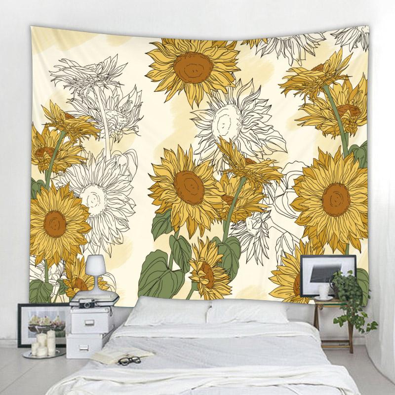 Sunflower Tapestry Retro Art Oil Painting Mandala Tapestry Hippie Psychedelic Bohemian Living Room Bedroom Decoration Blanket
