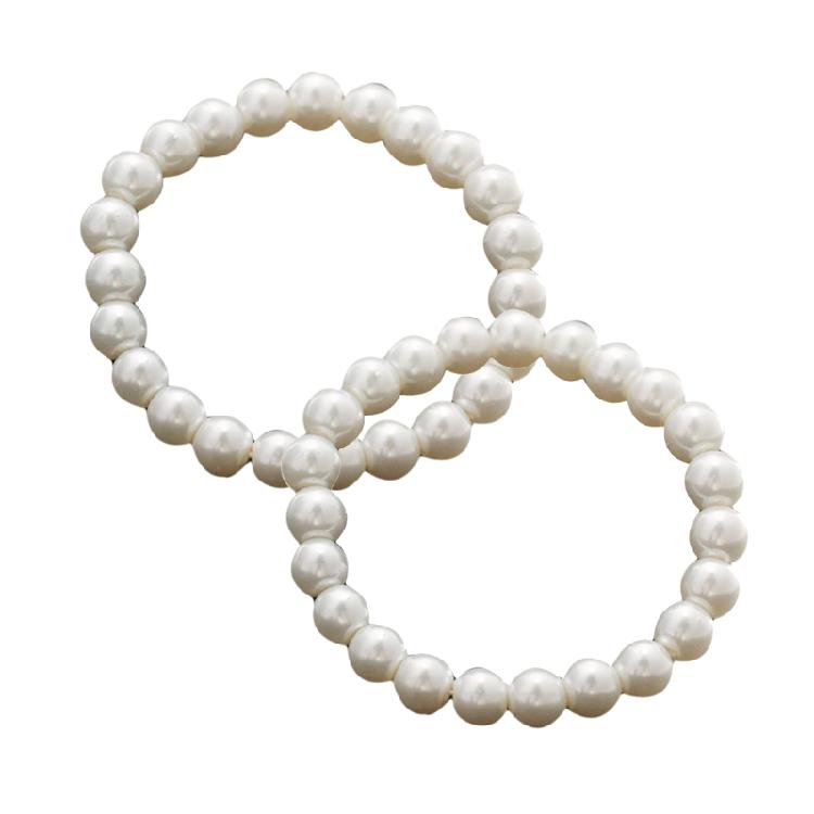 

2x 8mm Faux Pearls Elastic Bracelet Imitation Pearls Elastic Bracelets Jewelry 1