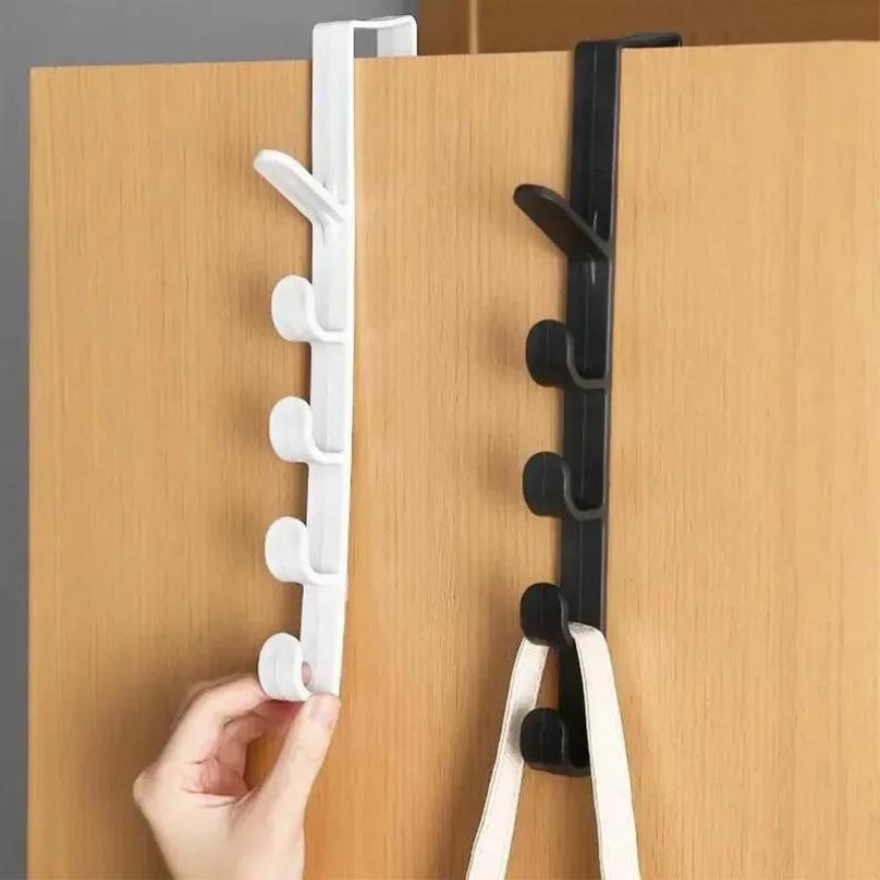 1 Pcs Bedroom Door Hooks Clothes Hanging Rack Over The Door Plastic Home Storage Organization Hooks Purse Holder for Bags Rails