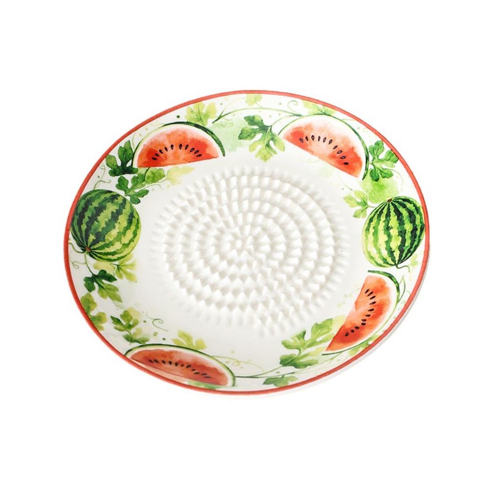Round Plate Manual Garlic Masher Non-Slip Vegetable Grating Plate Ceramic Ginger Grater Kitchen