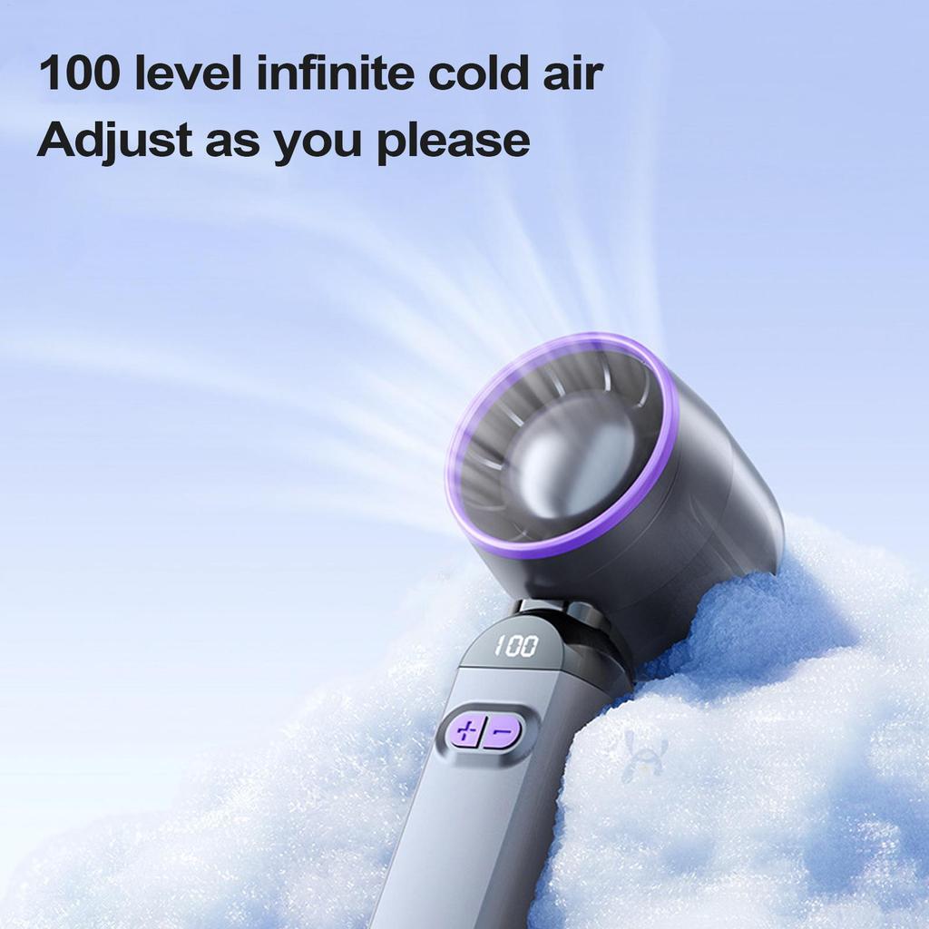 Strong Wind Handheld Fan Summer Bladeless Desk Fan Rechargeable Blower Quiet Cooling Gadget for Outdoor Travel Camping Beach