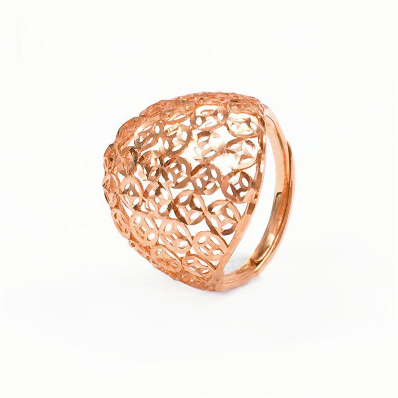 Color Gold Car Flower Coin Ring, Purple Gold Personalized Fashion Rose Gold Plated Live Ring